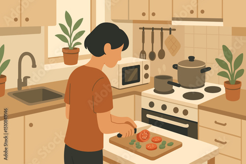 Person preparing fresh vegetables in a modern kitchen during daytime