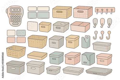 Organizing tools and storage solutions displayed in various styles and sizes for home decluttering