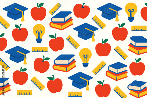 Background pattern featuring school supplies and symbols of learning for educational themes and designs
