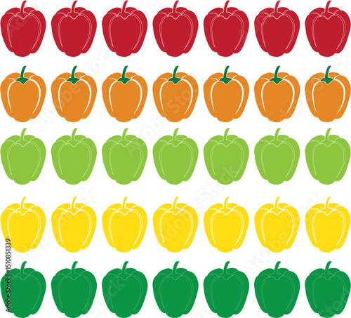 Sliced bell peppers on a transparent background