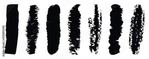 Set of vector paint brush stroke, Black grunge paint banners, grunge line and artistic design elements. Dirty overlay, watercolor Black brush strokes vector illustration, 