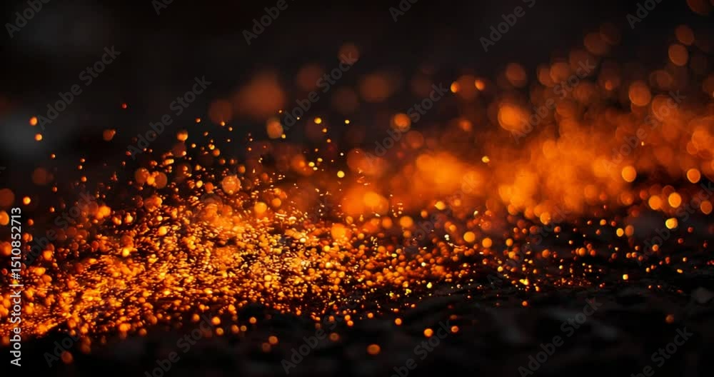 Fiery Embers Abstract footage of Glowing Sparks and Ash