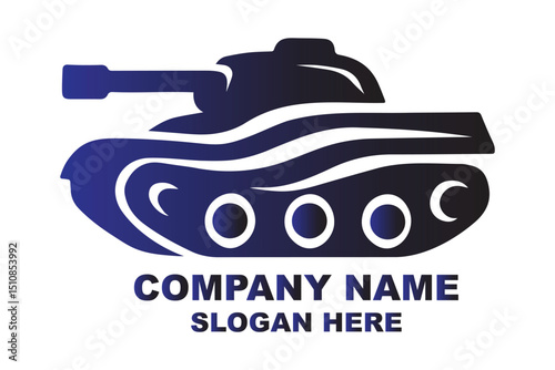 Military tank logo design template with strong bold graphic style for defense or gaming brand identity