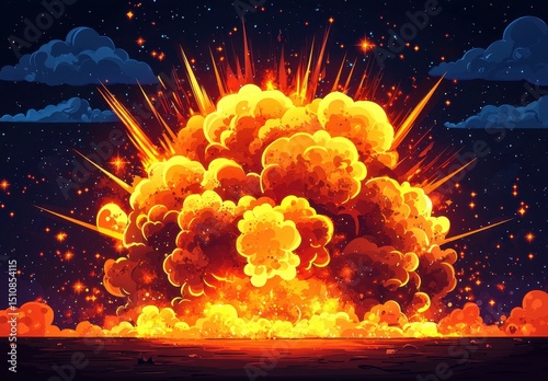Dramatic Fireball Explosion Background for Action Movie Posters, Gaming Graphics, and Impactful Advertisements