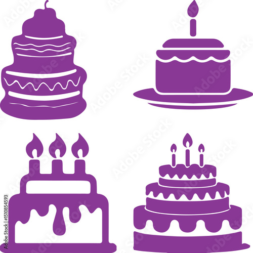 Cute seamless pattern of cartoon cupcakes and cakes with sweet decorations in a vector illustration
