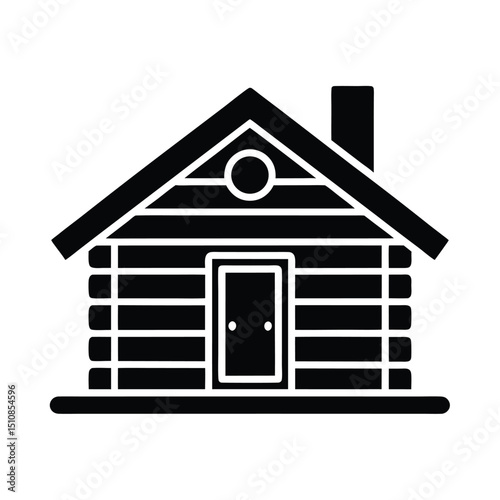 Log Cabin Icon Vector Flat and Clean Look Isolat.eps