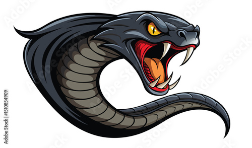 Aggressive black cobra snake head mascot illustration