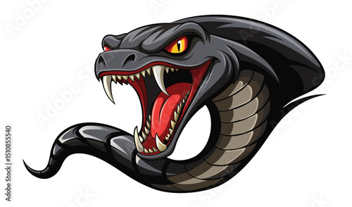 Aggressive black cobra snake head mascot illustration