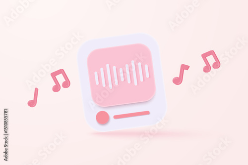 3d music note is symbol denoting a musical sound. Audio tune and harmony tone. Decoration element of musical song festivals and concerts. 3d melody notes icon vector render illustration