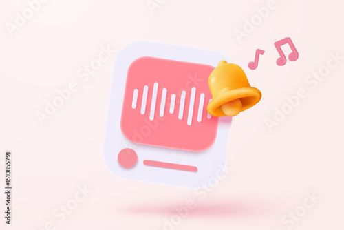 3d music note is symbol denoting a musical sound. Audio tune and harmony tone. Decoration element of musical song festivals and concerts. 3d melody notes icon vector render illustration