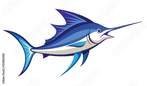 Stylized blue marlin fish illustration