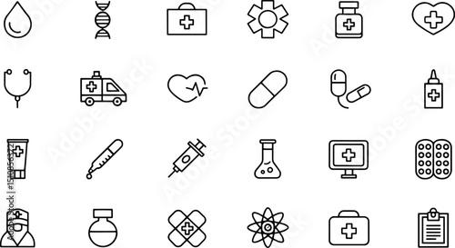 hospital icon set  medical related line icons  med.eps
