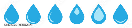 Blue water drop icon. Drop icon in flat style.