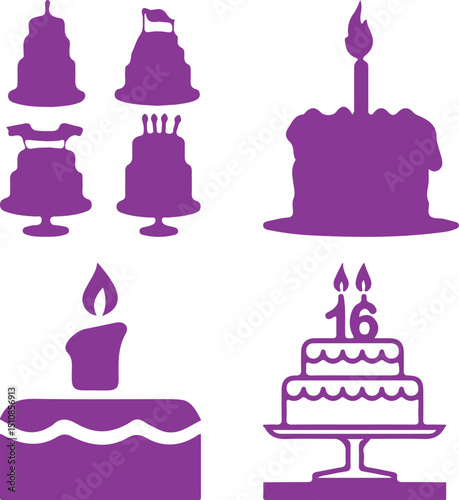 Cute seamless pattern of cartoon cupcakes and cakes with sweet decorations in a vector illustration