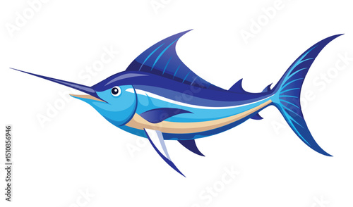 Striped marlin fish illustration blue ocean animal