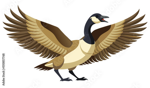 Canada goose with wings spread wide illustration