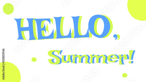 Summer lettering. Hello summer! text. Typography design inspiration. Lettering style word for sign, banner, card. On white background.