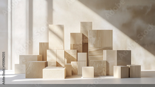 Arrangement of Wooden Blocks in Natural Light