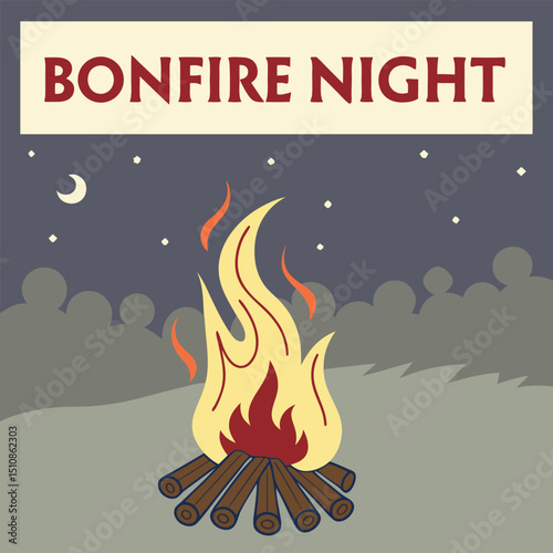 Bonfire Night:  Capturing a warm and inviting night of celebration. The scene evokes a sense of community, joy, and the simple pleasure of gathering around the fire.