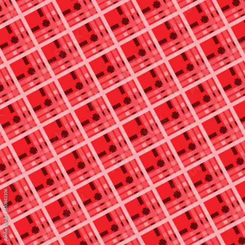 A seamless red plaid pattern in a clean, monochromatic style, perfect for modern textile design, digital backgrounds, and graphic elements.