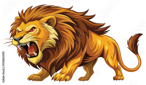 Aggressive roaring lion illustration vector graphic
