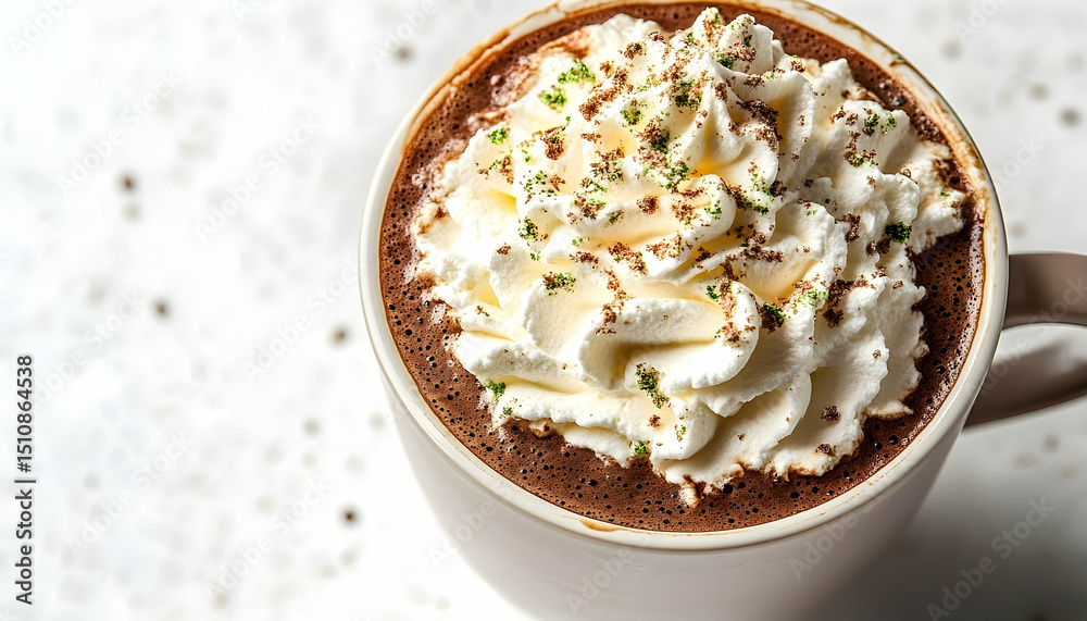 Hot chocolate in creamy mug Hot chocolate in creamy mug