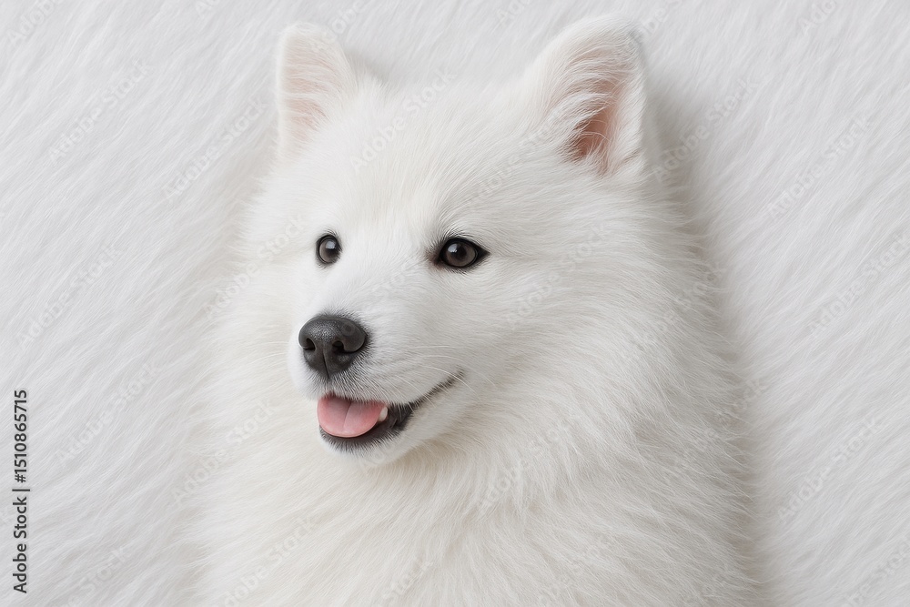 Fototapeta premium 白い背景に隔離されたサモエド犬のポートレート