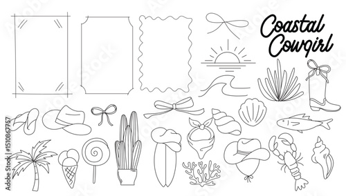 Coastal cowgirl hand drawn vector