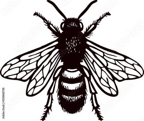 Detailed of a bee with intricate wing patterns