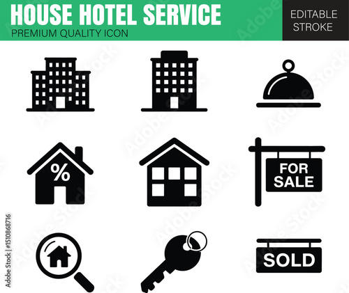 House Hotel service  vector icon set