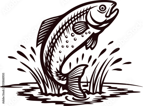 a-minimalist-contour-drawing-of-a-fish-leaping-fro.eps