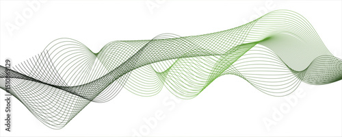 Abstract minimalistic wave pattern composed of smooth,  blue gradient curves on a white background.Modern digital and geometric technology themes & data visualizations, scientific ...