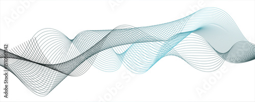 Abstract minimalistic wave pattern composed of smooth, sky blue gradient curves on a white background.Modern digital and geometric technology themes & data visualizations, scientific ...