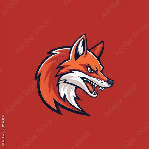 Vector illustration of Savage Aggressive Fox Logo: Striking Vector Illustration for Intense Sport and E-Sport Teams cartoon mascot  logo vector icon 