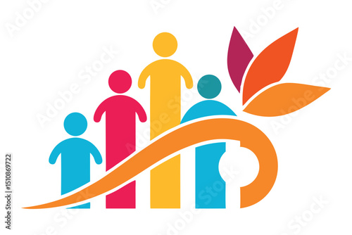 Abstract Vector of Numbers and Human Icons – Rapid Population Growth in Techy Modern Style.