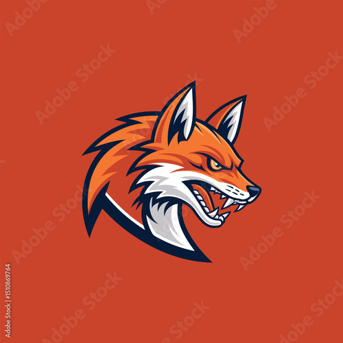 Vector illustration of Savage Aggressive Fox Logo: Striking Vector Illustration for Intense Sport and E-Sport Teams cartoon mascot  logo vector icon 
