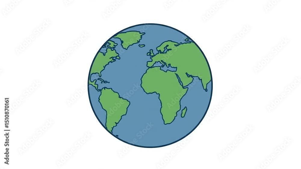 Cartoon illustration of Earth showcasing continents and oceans, with a simple design for educational use Cartoon illustration of Earth showcasing continents and oceans, with a simple design for educational use