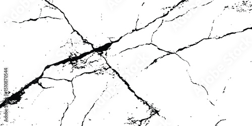Black and white cracks illustration. Transparent background. Vector grunge cracked texture style with cracked texture isolated on white background. 