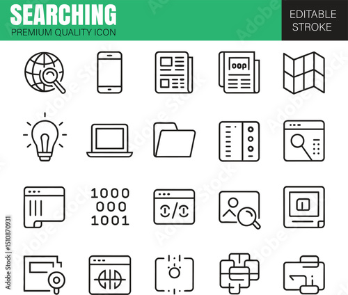 Searching  line vector icon set Editable Stroke