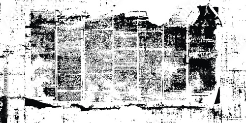 Vector old white newspaper paper grunge vintage background. Vintage grunge newspaper collage background. Newspaper with old grunge vintage unreadable paper texture background. 