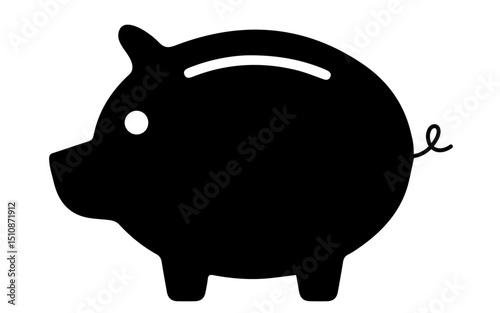 Piggy bank icon in black, png image of piggy bank, vector piggy bank icon illustration, simple piggy bank icon
