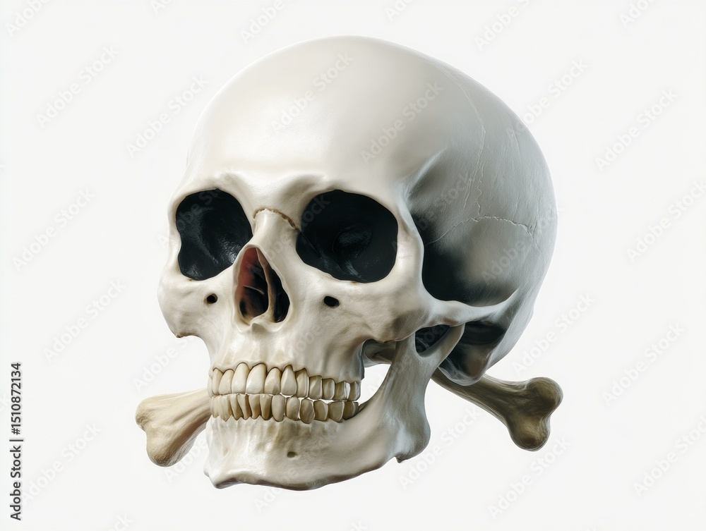 Fototapeta premium A human skeletal model with teeth and sinuses, used for educational or medical purposes.