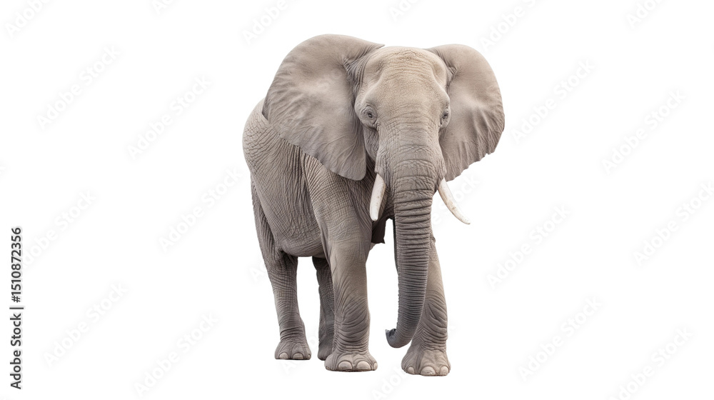 Obraz premium Elephant isolated on white or transparent background, png clipart, design element. Easy to place on any other background.