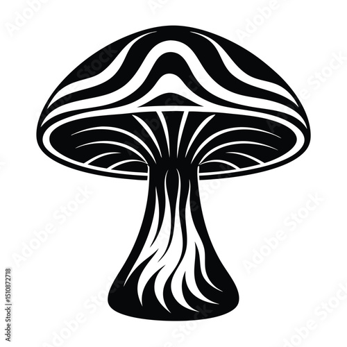 Mushroom silhouette, Black and White Mushrooms vector, hand drawn edible mushrooms silhouette illustration, Silhouette Illustration of a Mushroom