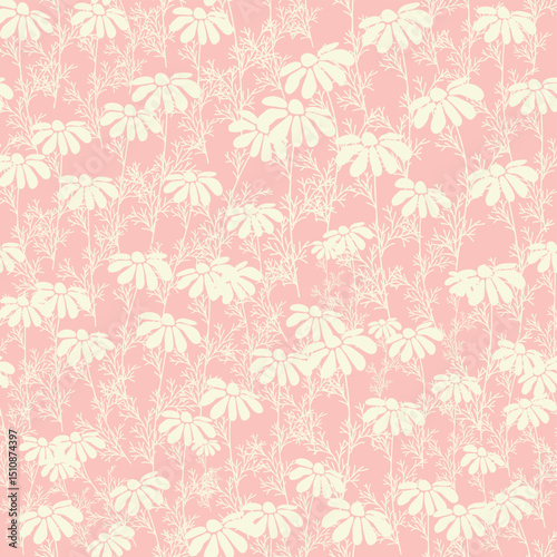 Wallpaper Mural Bicolor contour silhouette seamless pattern with poppy flowers and leaves. Abstract floral spring, summer pastel pattern Torontodigital.ca