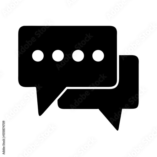 Chat Message Black Silhouette Icon — Minimalist Communication Symbol