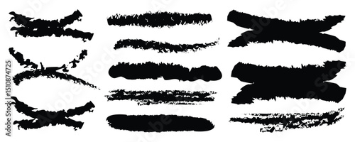 Brush strokes vector background. Brush paint vector set. Pencil squiggles ornament. Painted rectangles and diagonal brush backgrounds. Grunge design elements.
