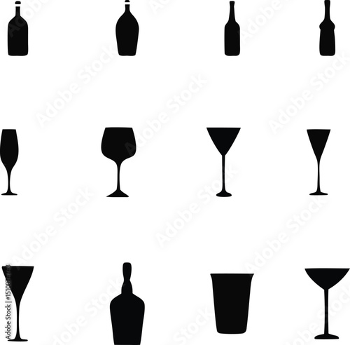 Silhouette Wine Bottles vector icon design.