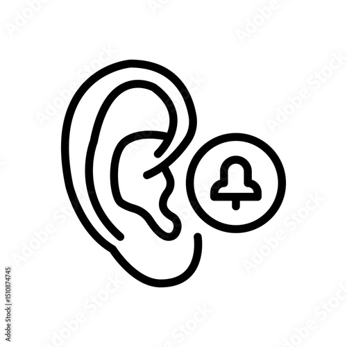 Ear icon, hearing linear sign isolated on white background - vector illustration