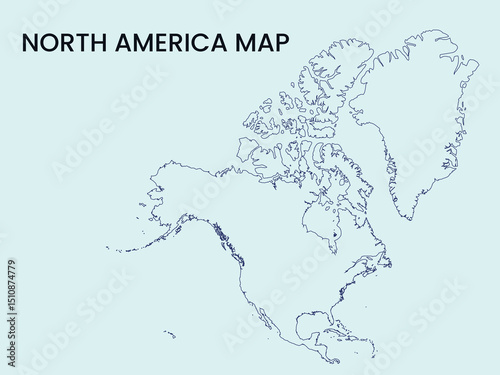 Map of North America, North America Map Vector Illustration.
